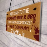 Backyard Bar Sign Garden Sign BBQ Alcohol Man Cave Vintage Sign