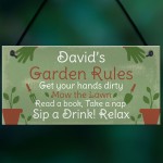 PERSONALISED Garden Rules Sign Shed Sign Summer House Plaque 