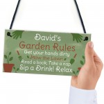 PERSONALISED Garden Rules Sign Shed Sign Summer House Plaque 