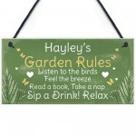PERSONALISED Garden Sign Garden Rules Plaque Summer House Sign
