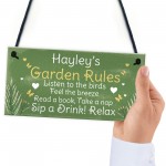 PERSONALISED Garden Sign Garden Rules Plaque Summer House Sign