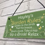 PERSONALISED Garden Sign Garden Rules Plaque Summer House Sign