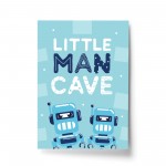 LITTLE MAN CAVE Print Boys Bedroom Decor Robot Wall Art Gift
