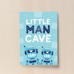 LITTLE MAN CAVE Print Boys Bedroom Decor Robot Wall Art Gift