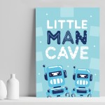 LITTLE MAN CAVE Print Boys Bedroom Decor Robot Wall Art Gift