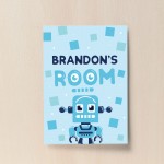 PERSONALISED Boys Bedroom Sign Robot Print Boys Wall Art Decor