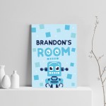 PERSONALISED Boys Bedroom Sign Robot Print Boys Wall Art Decor