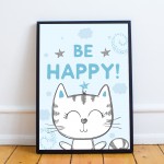 Cute White And Blue Nursery Prints Baby Girl Boy Bedroom Decor