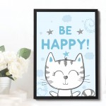 Cute White And Blue Nursery Prints Baby Girl Boy Bedroom Decor