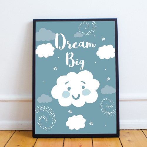 Blue Nursery Print Baby Boy Bedroom Wall Art Nursery Accessories