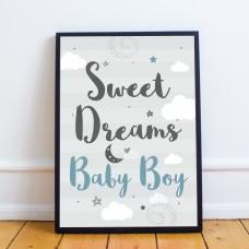 Grey And Blue Nursery Prints Boys Bedroom Wall Art New Baby Gift