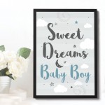 Grey And Blue Nursery Prints Boys Bedroom Wall Art New Baby Gift