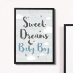 Grey And Blue Nursery Prints Boys Bedroom Wall Art New Baby Gift