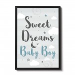 Grey And Blue Nursery Prints Boys Bedroom Wall Art New Baby Gift