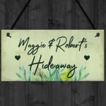 PERSONALISED Hideaway Sign Garden Summer House Plaque Gift