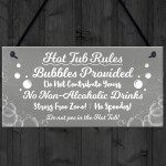 Grey Hot Tub Rules Hanging Novelty Garden Plaque Jacuzzi Gifts