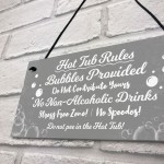 Grey Hot Tub Rules Hanging Novelty Garden Plaque Jacuzzi Gifts