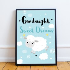 Framed Sweet Dreams Nursery Print For Baby Girls Nursery Decor