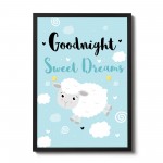 Framed Sweet Dreams Nursery Print For Baby Girls Nursery Decor