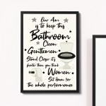 Bathroom Rules Print Framed BATHROOM Print Funny Wall Art