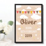 NEW BABY Gift Birth Details Print Framed Baby Girl Baby Boy Gift