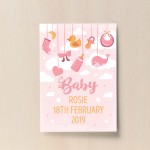 Birth Details Print PERSONALISED Baby Girl Gift Pink Nursery Art