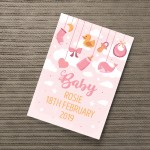 Birth Details Print PERSONALISED Baby Girl Gift Pink Nursery Art