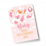 Birth Details Print PERSONALISED Baby Girl Gift Pink Nursery Art