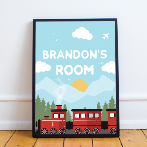 PERSONALISED Boys Bedroom Sign Train Picture Boys Bedroom Decor