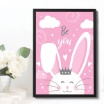 Cute Bunny Print Nursery Print For Girls Bedroom Nursery Decor