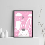 Cute Bunny Print Nursery Print For Girls Bedroom Nursery Decor