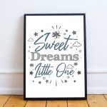 Blue And Grey Nursery Print Sweet Dreams Prints Girl Boy Decor