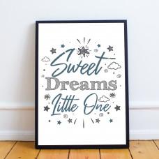 Blue And Grey Nursery Print Sweet Dreams Prints Girl Boy Decor