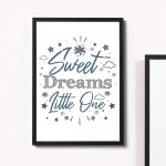 Blue And Grey Nursery Print Sweet Dreams Prints Girl Boy Decor