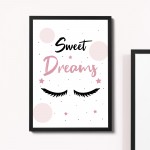 FRAMED Bedroom Print Sweet Dreams Print Pink Bedroom Wall Art