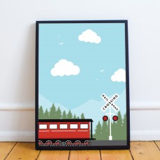 FRAMED Train Print For Boys Bedroom Sign Train Picture Wall Art