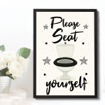 Cream Bathroom Prints FRAMED Funny Bathroom Wall Art Decor