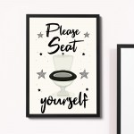 Cream Bathroom Prints FRAMED Funny Bathroom Wall Art Decor