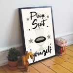 Cream Bathroom Prints FRAMED Funny Bathroom Wall Art Decor