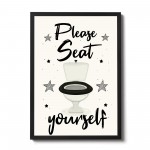 Cream Bathroom Prints FRAMED Funny Bathroom Wall Art Decor