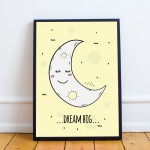 Yellow Nursery Print Framed DREAM BIG Nursery Quote Print