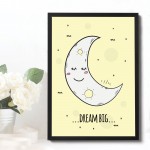 Yellow Nursery Print Framed DREAM BIG Nursery Quote Print