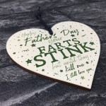 Funny Rude Fathers Day Gifts Novelty Wooden Heart Gift For Dad 