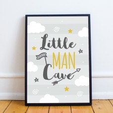 Framed Nursery Print For Boy Bedroom Little Man Cave Sign Decor