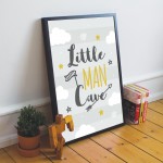 Framed Nursery Print For Boy Bedroom Little Man Cave Sign Decor
