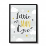Framed Nursery Print For Boy Bedroom Little Man Cave Sign Decor