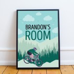 PERSONALISED Bedroom Wall Sign Boys Bedroom Decor Bike Print