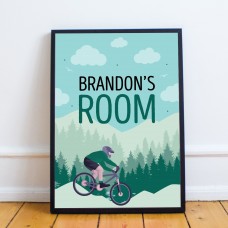 PERSONALISED Bedroom Wall Sign Boys Bedroom Decor Bike Print