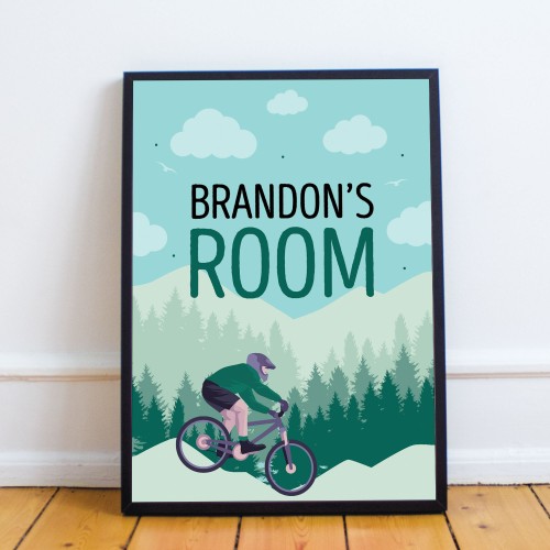 PERSONALISED Bedroom Wall Sign Boys Bedroom Decor Bike Print