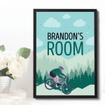 PERSONALISED Bedroom Wall Sign Boys Bedroom Decor Bike Print